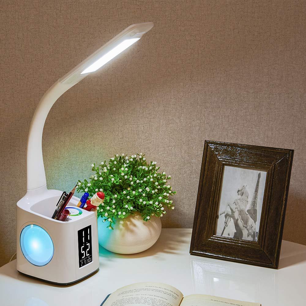 Study LED Desk Lamp USB Charging Port&Screen&Calendar&Colors Night Lig