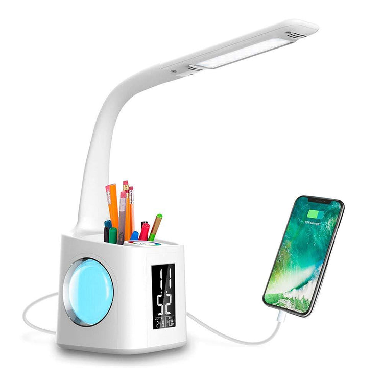 Study LED Desk Lamp USB Charging Port&Screen&Calendar&Colors Night Lig