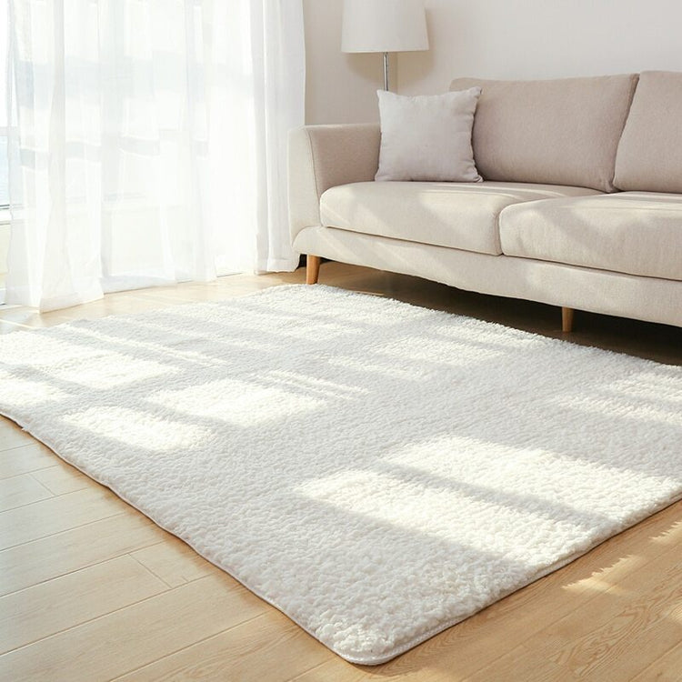 Living Room Rug Area Solid Carpet Fluffy Soft Home Decor White Plush C