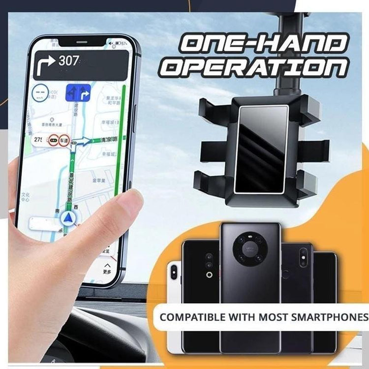 Rearview Mirror Phone Holder For Car Rotatable And Retractable Car Pho