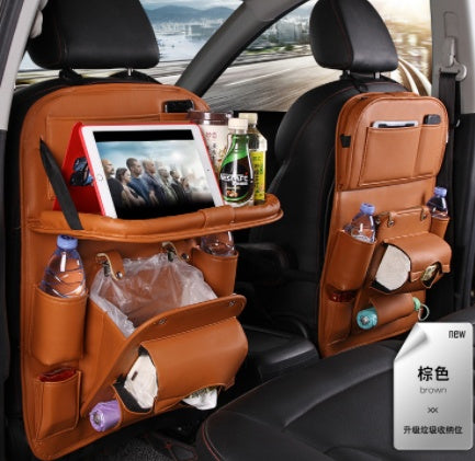 PU Leather Car Storage Bag Multifunction Seat Back Tray Hanging Bag Wa